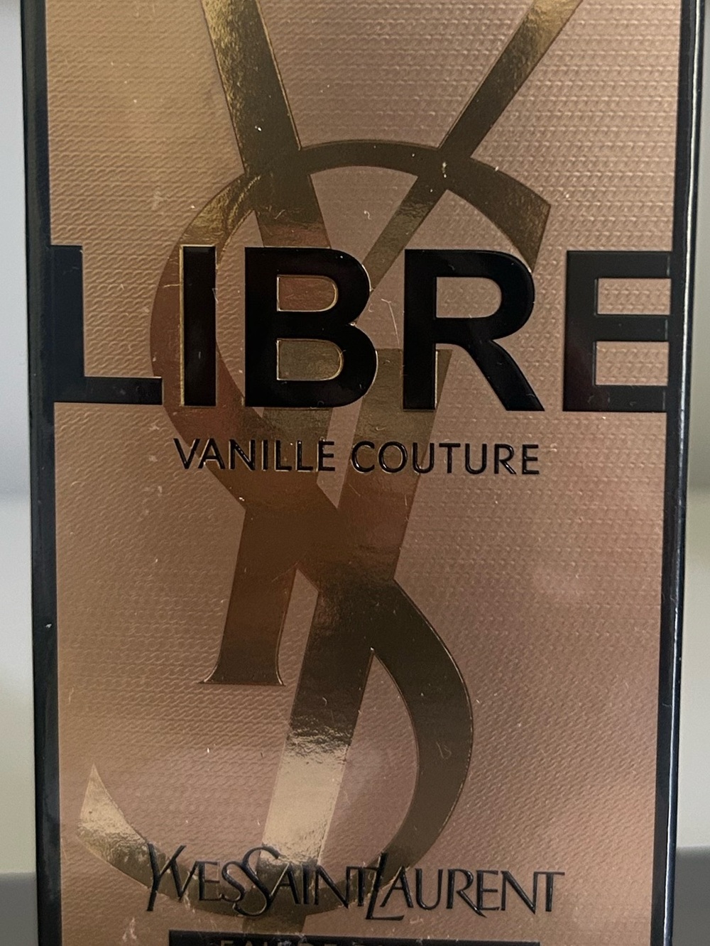 YSL Sleek Black Cosmetic Bottle in Clear Display Box. Vanille Couture